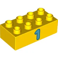 Duplo Brick 2 x 4 with Dark Azure '1' Print