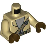 Torso Jacket with Gray Undershirt, Dark Tan Shoulder Belt and Belt with Pouches Print, Tan Arms, Dark Brown Hands