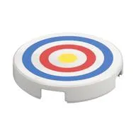 Tile Round 2 x 2 with Bottom Stud Holder with Archery Target Print