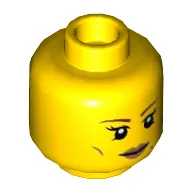 Minifig Head Queen Halbert, Brown Eyebrows, Eyelashes, Peach Lips, Beauty Mark, Smile / Open Mouth Bared Teeth Print