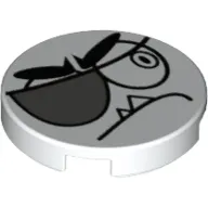 Tile Round 2 x 2 with Bottom Stud Holder with Nixel Face and Eyepatch Print
