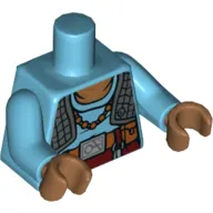 Torso Vest, Quilted Dark Bluish Gray with Medium Azure Undershirt, Necklace and Belt Print (Maz Kanata), Medium Azure Arms, Medium Nougat Hands