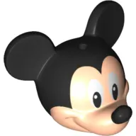 Minifig Head Special with Black Mouse Ears and Nose and White Eyes Print (Mickey)