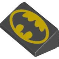 Brick Sloped 30° 1 x 2 x 2/3 with Batman Logo Print (Head Facing Narrow End of Slope)