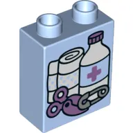 Duplo Brick 1 x 2 x 2 with Medical Supplies Print