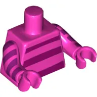 Torso Horizontal Magenta Stripes on Front and Back print, Dark Pink Arms and Hands with 4 Magenta Stripes print