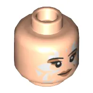 Minifig Head Naare, Peach Lips, White Tribal Tattoos, Smile / Red Tribal Tattoos, Angry Print