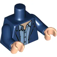 Torso Open Suit Jacket with Medium Blue Shirt Open Collar Print (Joachim Löw), Dark Blue Arms, Light Nougat Hands