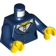 Torso Jacket with White Shirt, Buttons Print, Dark Blue Arms, Yellow Hands
