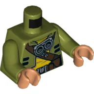 Torso Jacket with Brown Diagonal Belt and Goggles Print (Kordi), Olive Green Arms, Nougat Hands