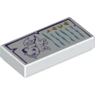 Tile 1 x 2 with Dark Purple Baby Dragon, Medium Azure Lines and Gold Symbols Print