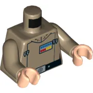 Torso Shirt and Blue, Red, and Yellow Insignia Badge Print (Grand Moff Tarkin), Dark Tan Arms, Light Nougat Hands