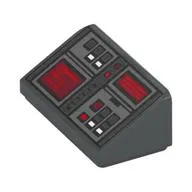 Brick Sloped 30° 1 x 2 x 2/3 with Buttons And Red Screens Print