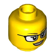 Minifig Head, Eyebrows, Glasses with Thick Edge, Peach Lips Print