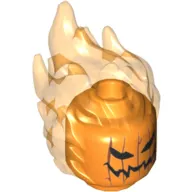 Minifig Head Special with Trans-Orange Flames and Halloween Pumpkin Face Print
