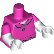 Torso, Dual Molded Arms, Shirt with Collar, Lavender Ruffles and Button Print, Dark Pink Sleeves Pattern, White Arms and Hands
