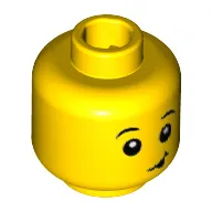 Minifig Head Penguin Boy, Raised Eyebrows, White Pupils, Lopsided Smile with Black Tongue Out Print