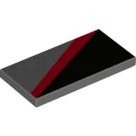 Tile 2 x 4 Left - Black Triangle Lower Right and Red Diagonal Stripe print