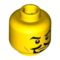 Minifig Head Desert Warrior, Eyebrows, White Pupils, Black Goatee and Dark Orange Cheek Lines Print