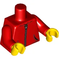 Torso Hoodie Jacket with 2 Pockets and Silver Zipper Print, Red Arms, Yellow Hands