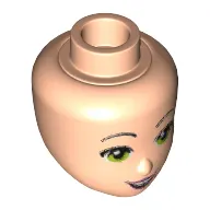 Minidoll Head with Lime Eyes, Eyebrows, Pink Lips and Open Smile Print