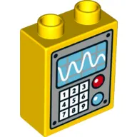 Duplo Brick 1 x 2 x 2 with Bottom Tube and Blue Screen and Number Pad Print