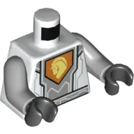 Torso Armor, Silver Circuits, Light Bluish Gray Panel, Orange Emblem, Yellow Horse Head Print, Light Bluish Gray Arms, Black Hands