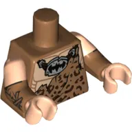 Torso, Dual Molded Arms, Muscles with Animal Spots, Stone Batman Logo Pendant Print, Light Nougat Sleeves Pattern, Medium Nougat Arms with Fur Cuffs Print, Light Nougat Hands