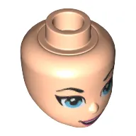 Minidoll Head with Bright Light Blue Eyes and Pink Lips, Open Smile Print (Supergirl)