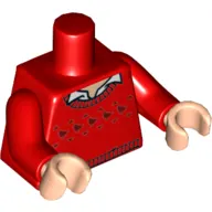 Torso Sweater with 5 Birds (Robins) and Hem with Open White Shirt Collar Print (Dick Grayson), Red Arms, Light Nougat Hands