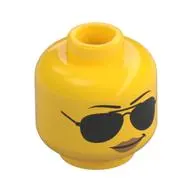 Minifig Head Officer Noonan / Police Officer, Large Sunglasses, Thin Eyebrows Print