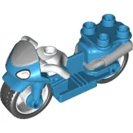 Duplo Motorcycle with Rubber Wheels, White Handlebars, Windscreen and Headlights Print