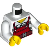 Torso Overalls, Red over Prison Shirt / Paintbrush on Back Print, White Arms, Yellow Hands