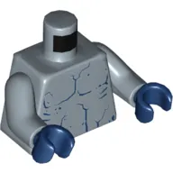 Torso Muscles Outline and Cracks Print, Sand Blue Arms, Dark Blue Hands