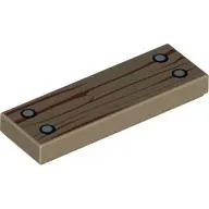 Tile 1 x 3 with Wood Grain and 4 Nails Print