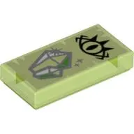 Tile 1 x 2 with Green Crystal and Black Eye Print
