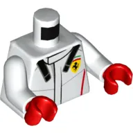 Torso Race Suit with Ferrari Logo and 'FXXK' on Back Print, White Arms, Red Hands