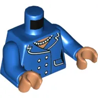 Torso Suit Jacket with Lapels, Pockets, Buttons and Pearl Necklace Print (Mayor McCaskill), Blue Arms, Nougat Hands
