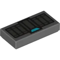 Tile 1 x 2 with Silver Rectangles and Medium Azure Trapezoid Print (Black Widow Cuff)