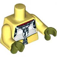 Torso Flight Suit with Red Collar and Printed Back Print (Trandoshan), Bright Light Yellow Arms, Olive Green Hands