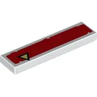 Tile 1 x 4 with Black and Bright Light Yellow Triangle Offset on Red Rectangle Print