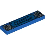 Tile 1 x 4 with Black Grille and Silver Attached Chains Print