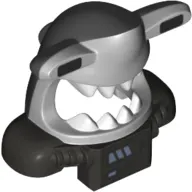 Mask Shark Head with Dark Bluish Gray Back, Extended Eyes, White Teeth, Pearl Titanium Shoulder Pads, and Front Battery Panel Print