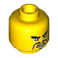 Minifig Head Shark Army / Crusty / Mike, Angry Eyebrows, Long Moustache Fu Manchu Print