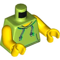 Torso Hoodie with White Drawstrings, and Front Pockets Print, Yellow Arms and Hands