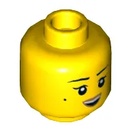 Minifig Head Nya, Eyebrows, Beauty Mark, Dark Tan Lips, Open Mouth Smile / Scowl Print