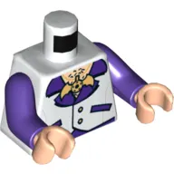 Torso Vest with Open Shirt, Bat Medallion and Hairy Chest Print (Batman), Dark Purple Arms, Light Nougat Hands