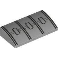 Brick Curved 2 x 4 x 2/3 No Studs, with Bottom Tubes and Black Lines and 3 Hatches Print
