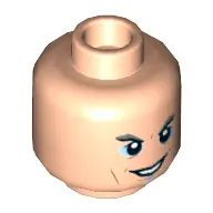 Minifig Head Grandmaster, Dark Orange Brow and Cheek Lines, Light Blue Eye Shadow and Line on Chin, Smug / Smile Print