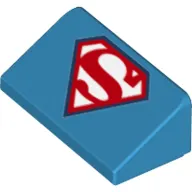 Brick Sloped 30° 1 x 2 x 2/3 with Stylized Red 'S' on White Background (Superman Logo) print